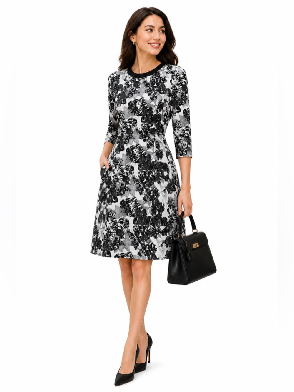 MAGINN Floral A-Line Dress Size 4 | Above Knee Short Length Lined Pockets